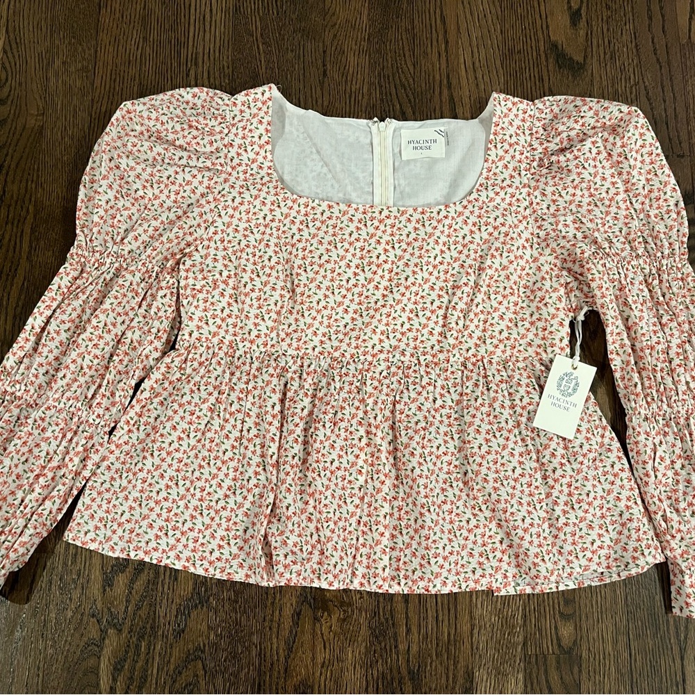 NWT Tuckernuck Hyacinth House Floral Clemons Puff Sleeve Blouse Size L - Picture 2 of 6